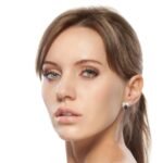 Pendientes Drop Leaves con Cristal Azul y Baño en Rodio - Imagen 2