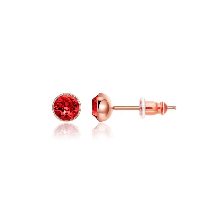 Aros Punto de Luz Oro Rosa con Cristales de Austria 6.5 mm – Pendientes Mujer Hipoalergénicos - Imagen 5