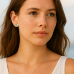 Aros pegados Round Solitaire Small con cristal de Austria - Imagen 3