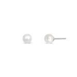 Aros Christa Pearl con Perla Blanca y Baño en Rodio
