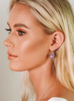 Aros Colgantes Bella con Cristal Antique Pink en Oro - Imagen 4