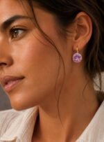 Aros Mujer Colgantes Cristal Austria Rosa Vintage 12mm Bañados en Oro - Imagen 4