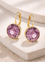 Aros Colgantes Bella con Cristal Antique Pink en Oro - Imagen 8