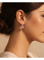 Aros Colgantes Bella con Cristal Antique Pink en Oro - Imagen 9