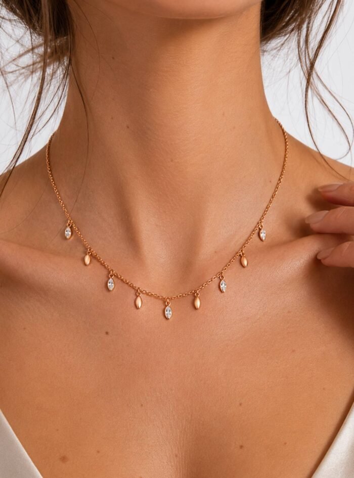 Collar Mayfly Layer con Cristales de Austria – Collar Mujer Elegante - Imagen 4