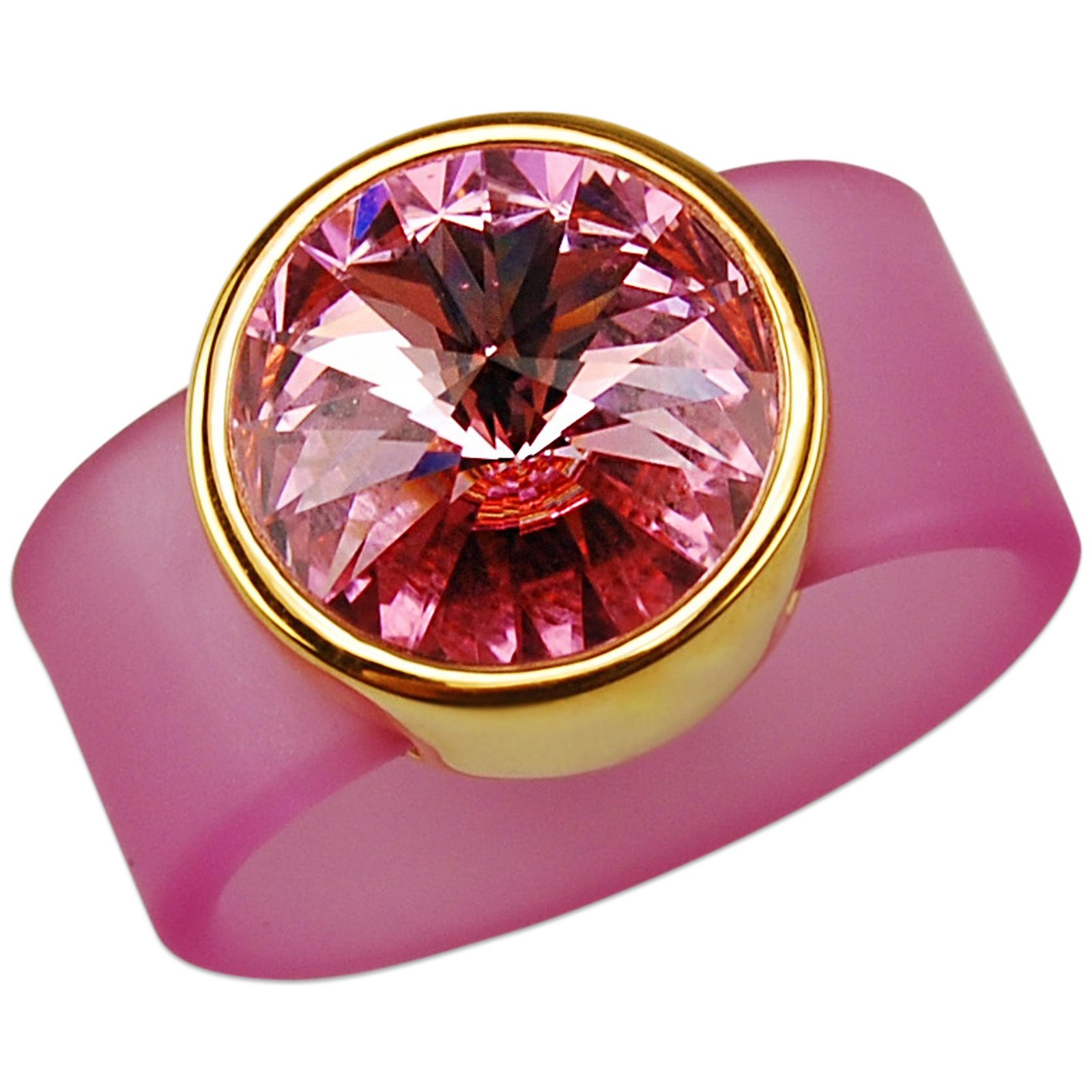 53069_LRO_ROS_G Anillo Deborah de Silicona con Cristal Austriaco - Imagen 1