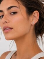 Aros Mini Estrella de 8 Puntas con Cristal Transparente en Rodio - Imagen 5