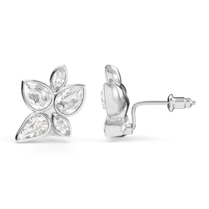 Aros Edna Drop Mix Charms con Cristal Transparente y Baño en Platino - Imagen 2