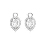 Charms Angelic Pear con Cristal Transparente y Baño en Platino