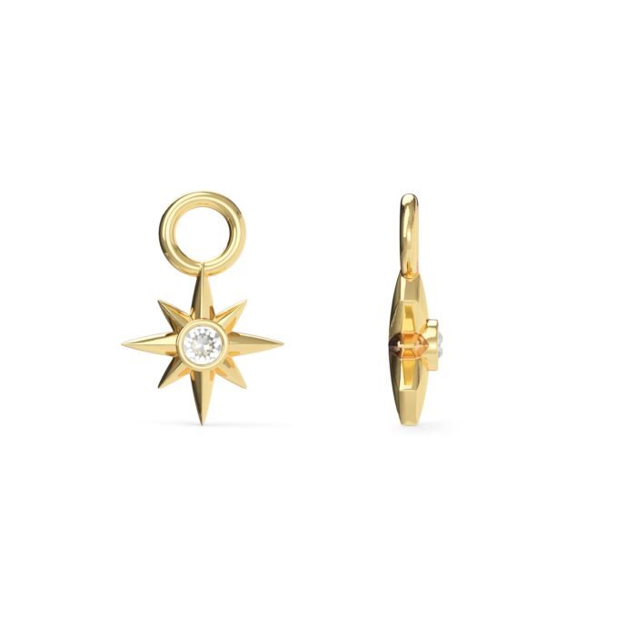 Charms Estrella de Brújula con Cristales Transparentes Chapados en Oro - Imagen 2