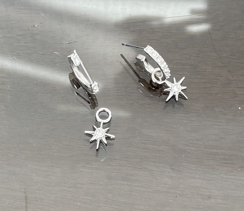 Argollas con Cristal Austriaco Genuino y Charm Estrella de Brújula en plata - Imagen 7