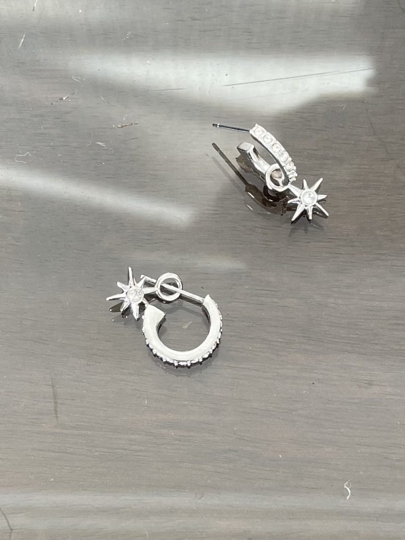 Argollas con Cristal Austriaco Genuino y Charm Estrella de Brújula en plata - Imagen 6