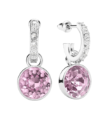 argollas con charm amatista cristal de Austria