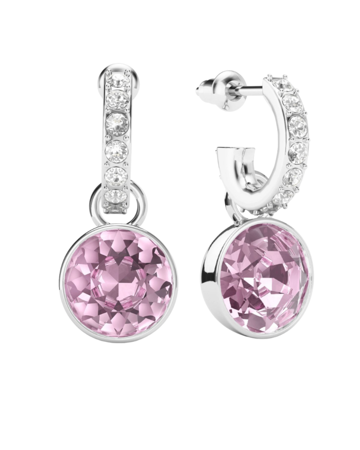 argollas con charm amatista cristal de Austria