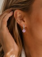 Aros Colgantes Amatista Claro con Cristales de Austria - Imagen 3