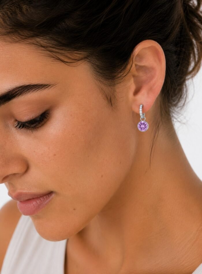 Argollas con Charms Bella en Cristal Violeta de Austria - Imagen 5