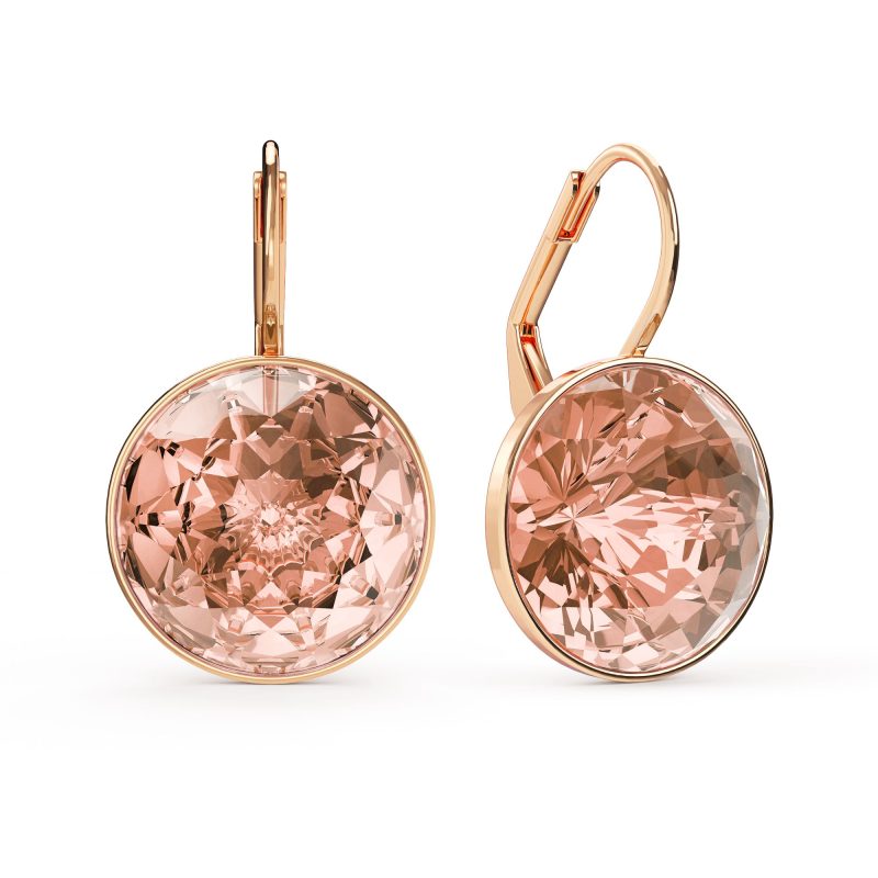 Pendientes Bella con cristales vintage Rose de 14mm baño en oro rosa