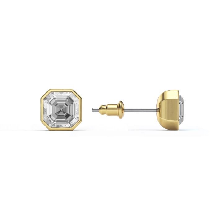 Aros Asscher 8 mm con Cristal de Austria Transparente en Oro - Imagen 2