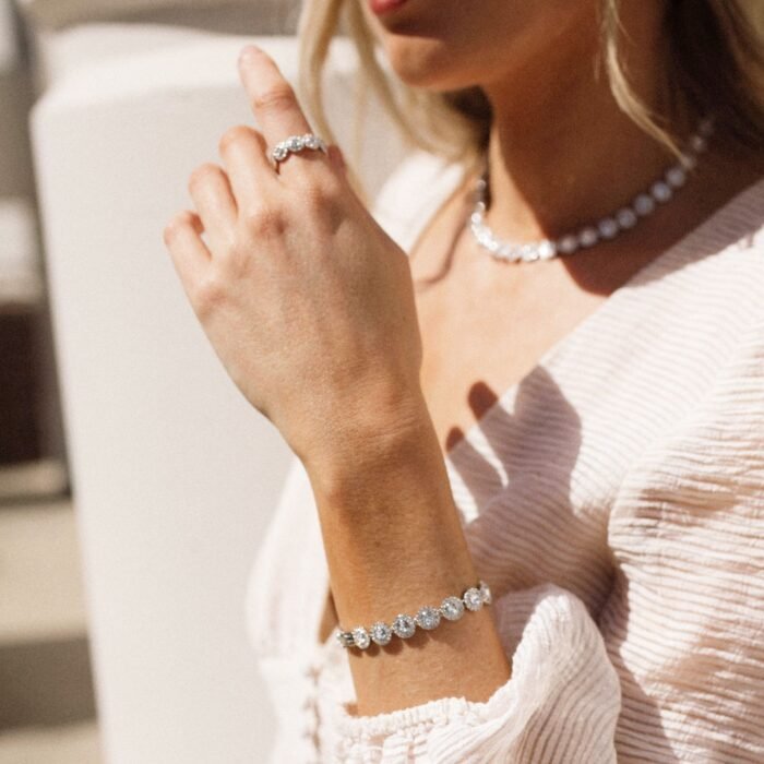 Pulsera de Tenis Angelical con Cristales Transparentes en rodio - Imagen 9