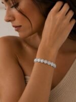 Pulsera Angelical con Cristales de Austria Transparentes en Rodio - Imagen 2