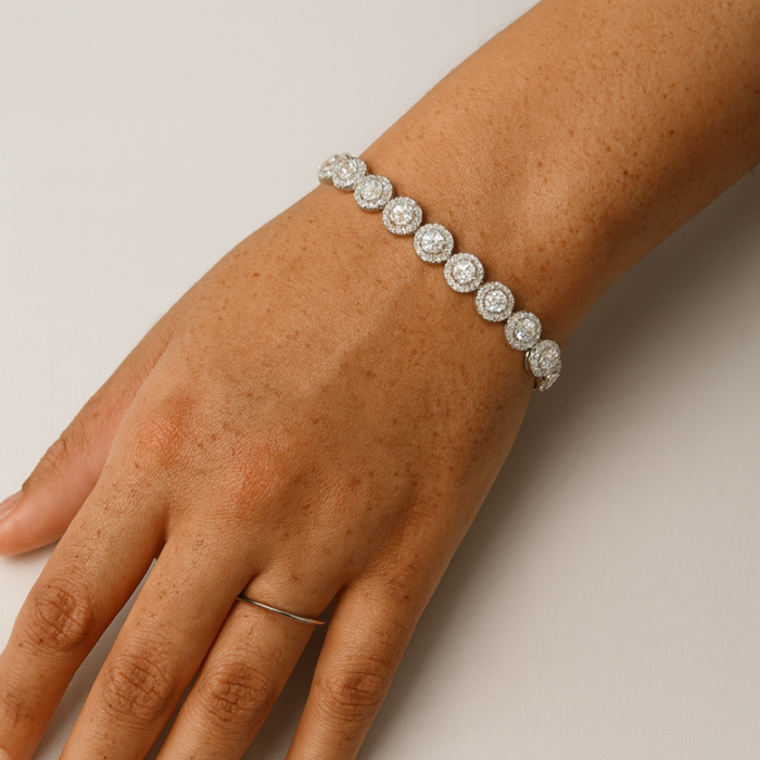 Pulsera de Tenis Angelical con Cristales Transparentes en rodio - Imagen 3