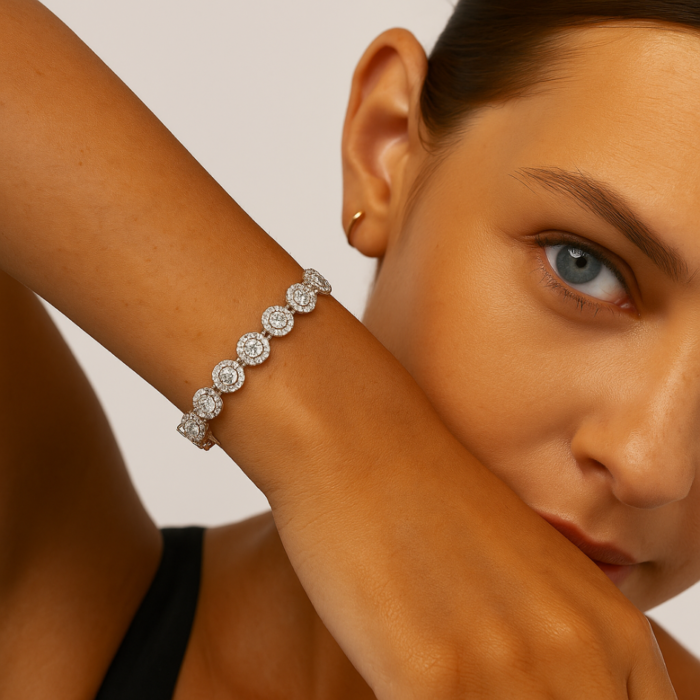 Pulsera de Tenis Angelical con Cristales Transparentes en rodio - Imagen 4