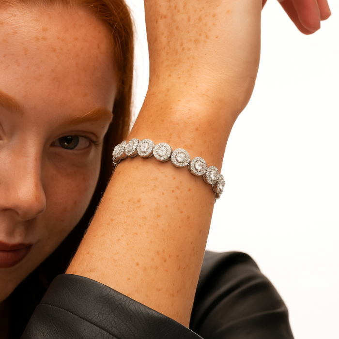 Pulsera de Tenis Angelical con Cristales Transparentes en rodio - Imagen 7