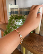 Pulsera Festival Rose con cristales Swarovski bañada en oro - Imagen 2