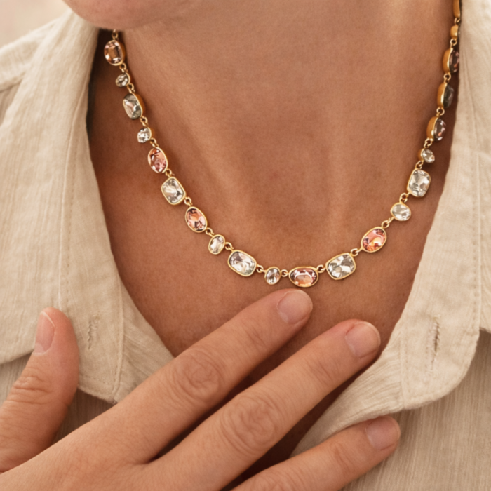 Collar Festival Rose con Cristales Austriacos en Oro Rosa - Imagen 2