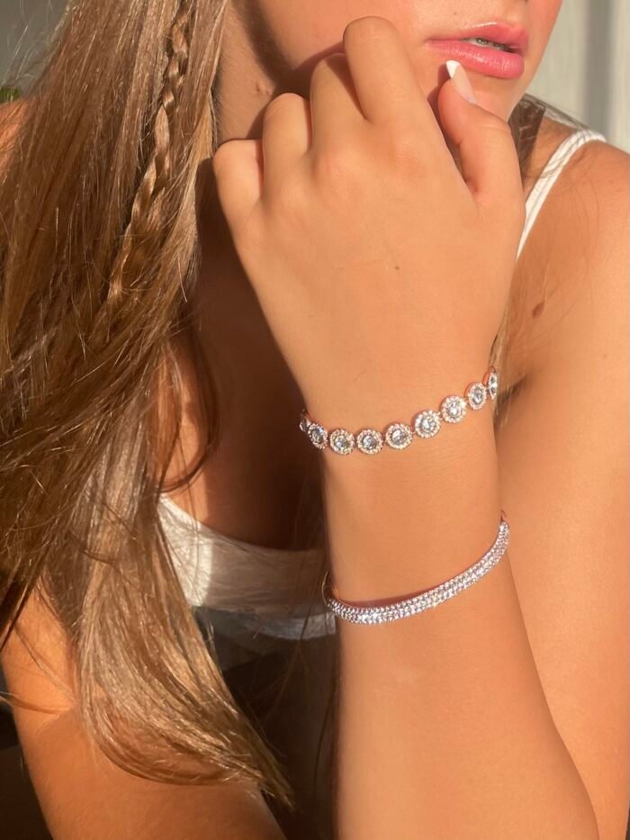 Pulsera de Piedra con Cristales Austriacos en Oro Rosa - Imagen 3