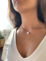 Collar Asscher con Cristal Austriaco Transparente en Rodio - Imagen 4