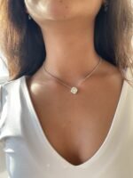 Collar Asscher con Cristal Austriaco Transparente en Rodio - Imagen 3