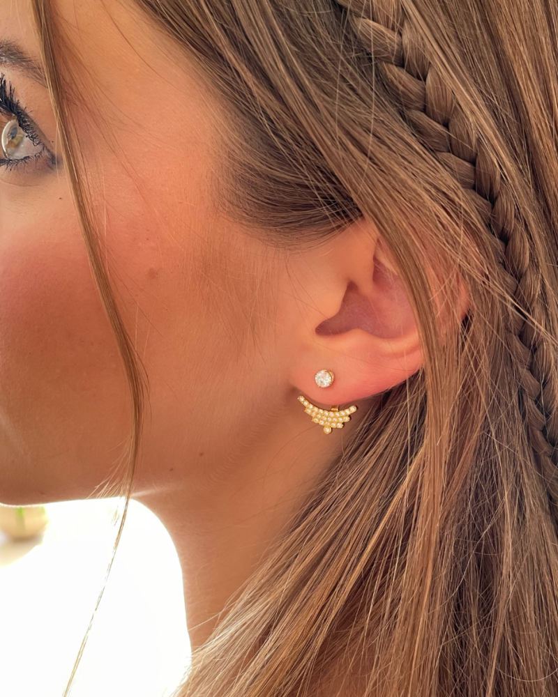 Aros Ear Jacket Elegance con cristales Swarovski en Oro - Imagen 2