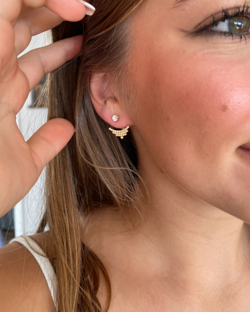 Aros Ear Jacket Elegance con cristales Swarovski en Oro - Imagen 4