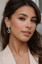 Charms Octagon Halo con Cristal Verde Esmeralda en Rodio - Imagen 3