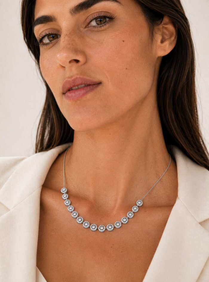 Collar Angelical Cuadrado con Cristales de Austria en Rodio - Imagen 3