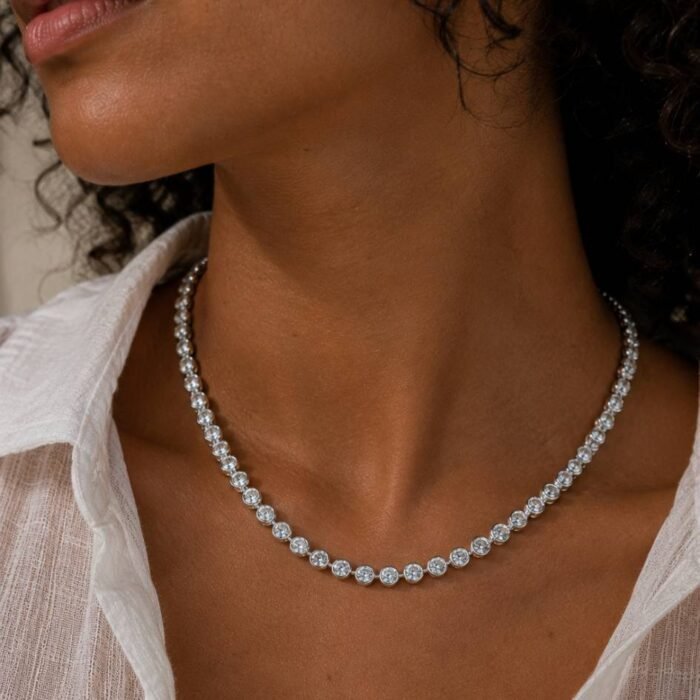 Collar Tennis Oro con Cristales de Austria Ajustable – Collar Mujer Elegante - Imagen 3