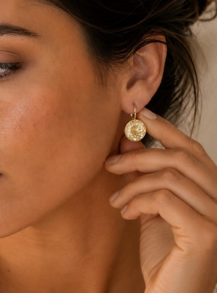 Aros Oro Mujer con Cristales de Austria Golden Shadow 13 mm - Imagen 7