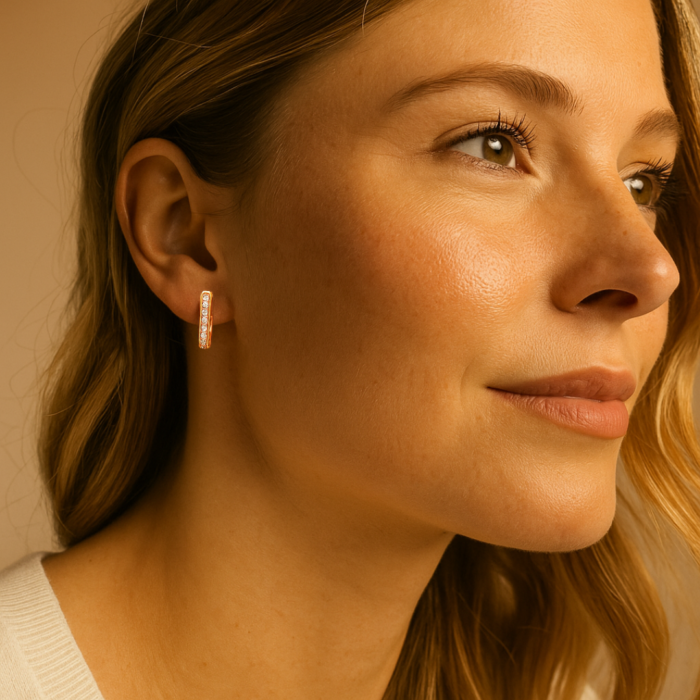 Pendientes eternity oro rosa con cristales