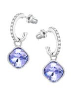 Argollas Lavanda con Cristales de Austria y Charms Cushion en Rodio