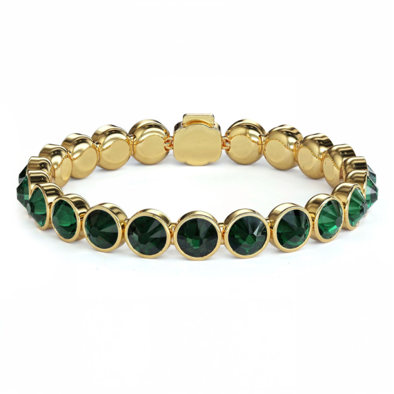 pulsera-tenis-esmeralda-oro-brillo-elegante