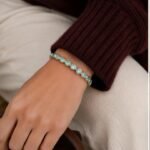 Pulsera de tenis con cristales turquesa claro baño en oro - Imagen 6