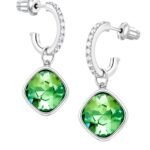 Argollas Eternity con Charms Cushion Verde en Rodio