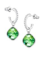 Argollas Eternity con Charms Cushion Verde en Rodio