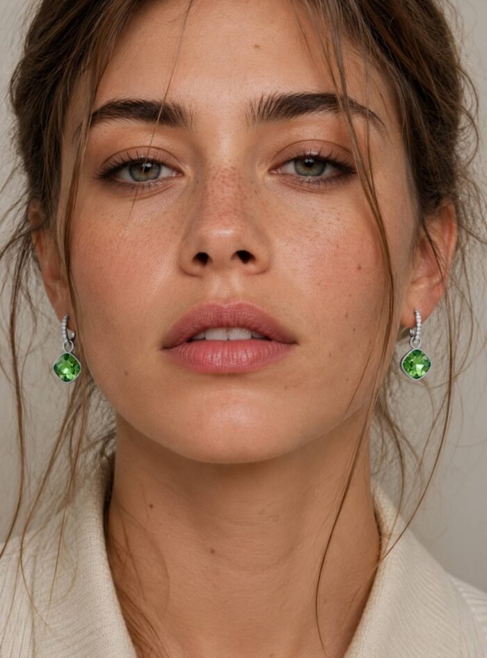 Argollas Eternity con Charms Cushion Verde en Rodio - Imagen 4