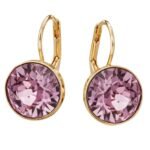 Aros-colgantes-con cristales-de-Austria Rosa-Vintage-y-baño en-oro.