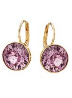 Aros-colgantes-con cristales-de-Austria Rosa-Vintage-y-baño en-oro.