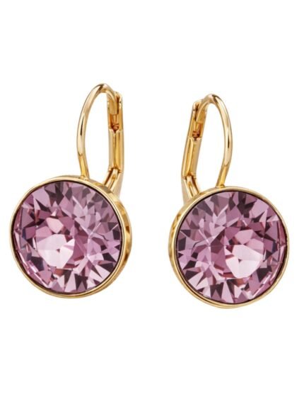 Aros-colgantes-con cristales-de-Austria Rosa-Vintage-y-baño en-oro.