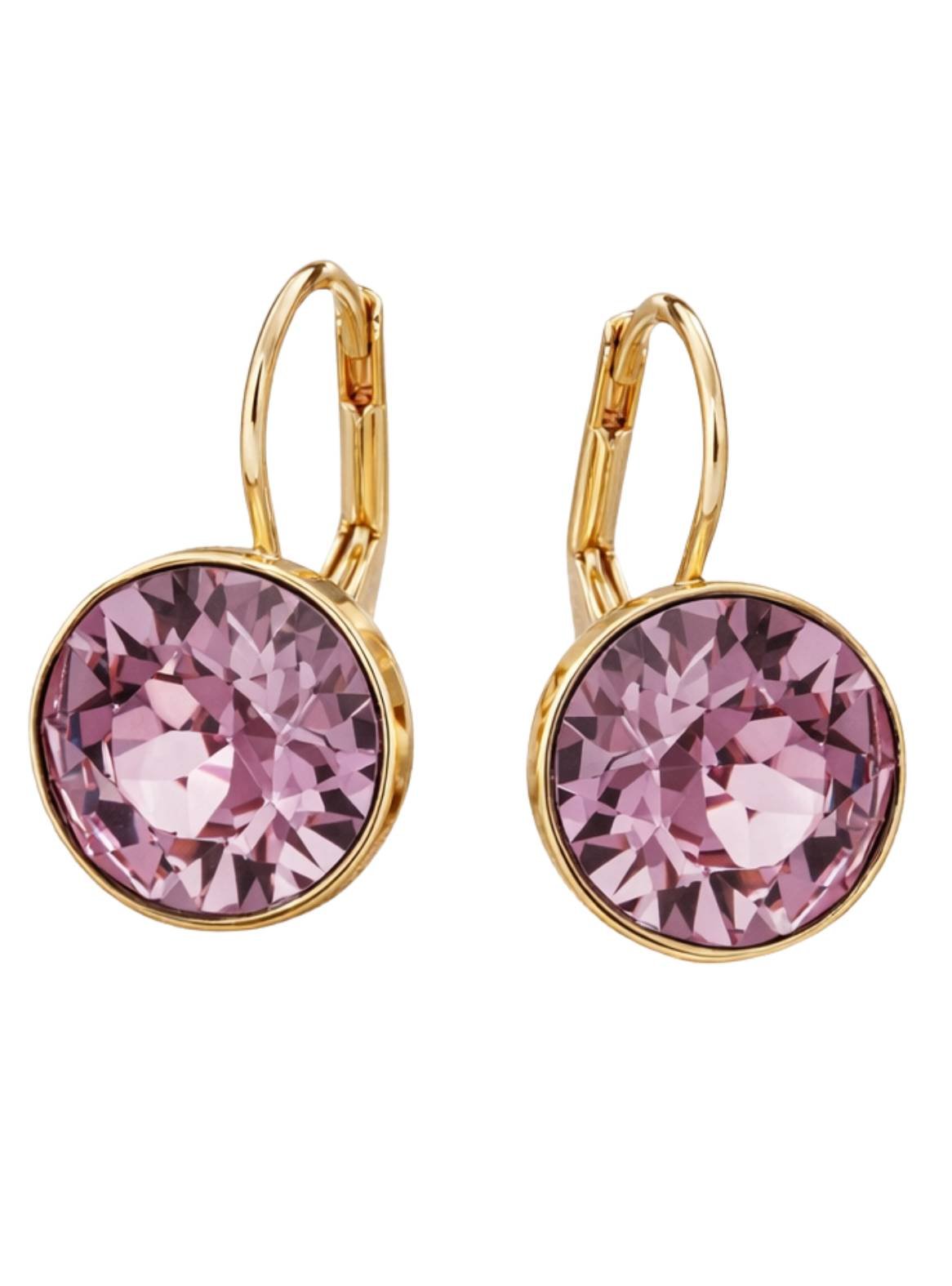 2-1373-GATPX Aros-colgantes-con cristales-de-Austria Rosa-Vintage-y-baño en-oro.